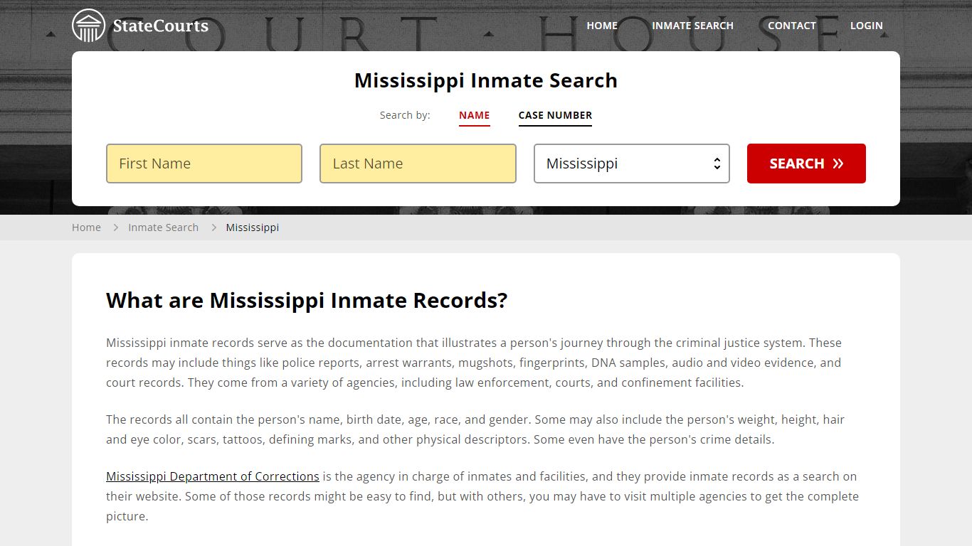Mississippi Inmate Search, Prison and Jail Information - State Courts